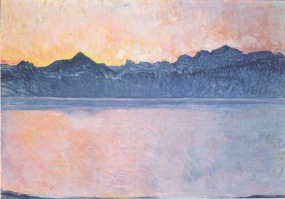Lago de Genebra com o Monte Branco na luz da manhã de Ferdinand Hodler